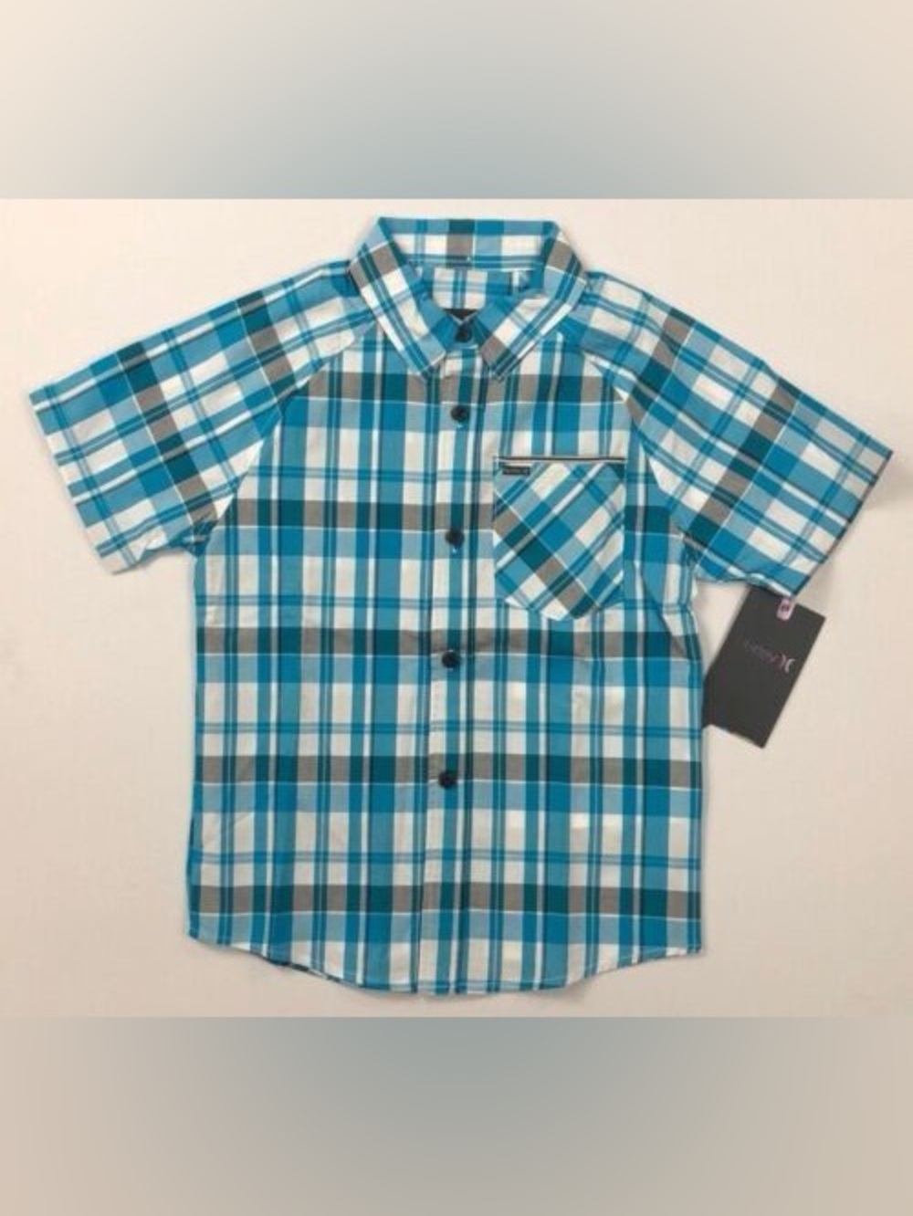 Hurley boys button-up plaid shirt